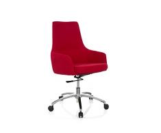 hjh OFFICE 670923 Silla giratoria Shake 100 Tela Rojo, Silla de Escritorio Elegante con reposabrazos Buen Acolchado