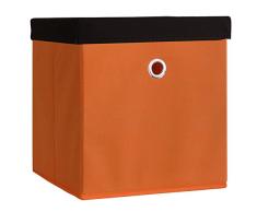 VCM - Juego de 3 cestas Plegables cuadradas de Almacenamiento, Caja de Tela, Cubo Organizador, Color Naranja con Funda
