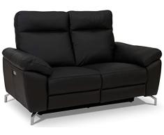 Ibbe Design Sofá Reclinable con Función Relax Eléctrico con Reposapiés Negro 2 Plazas Selesta Tapizado en Cuero Sillas Sillón de Salón Sala de Estar