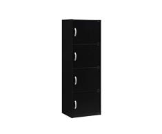 HODEDAH IMPORT 4-Shelf Armario estantería, Madera de ingeniería, Negro, No Apply