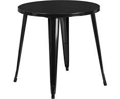 Flash Furniture Muebles Flash Mesa Exterior de Metal 30RD, Black, 30 Round