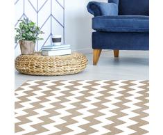 VINILIKO, Alfombra de vinilo, Chevron 2, Marrón y Blanco, 100x133 cm