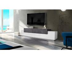 Homemania Soporte de TV Coro con Puertas y Estantes, Tablero de Aglomerado de Melamina, Blanco, Arce, 240 x 45 x 51.5 cm