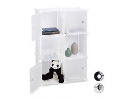 Relaxdays Estantería Modular Cubo con 6 Compartimentos, Blanco, 97.5 x 66 x 32 cm