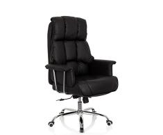 hjh OFFICE 706814 Silla de Escritorio Commander Piel sintética Negro, Sillón de Oficina con Respaldo Alto, Acolchado Grueso