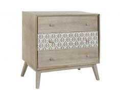 DRW Comoda con 3 Cajones de Paulownia con Hojas en Natural 80x42x80cm