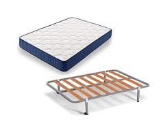 HOGAR24 VL94- Colchón Viscoelastico + Somier Basic con Patas, Medida 90x190 cm. Higiénico-Transpirable.