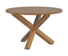 Amazon Brand - Mesa de Centro Redonda de película, 70 x 70 x 17.6 Pulgadas, Roble Macizo/MDF/Chapa de Roble Okume
