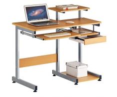BAKAJI Escritorio con cajón Estante Porta escáner Compartimento para Ordenador casa Oficina, Madera de ingeniería Metal, Standard
