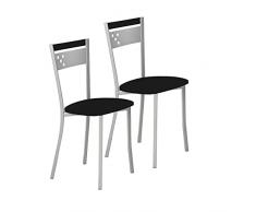 ASTIMESA Dos Sillas de Cocina Metálica Respaldo y Asiento Negro