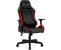 SENSE7 Juegos Oficina Netrunner Gamer Silla ergonómica Reposabrazos Estructura de Acero de una Pieza Ángulo de inclinación Ajustable, Cuero, Rojo/Negro, 41-49 x 72x57