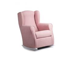 Sillonea - Sillón Lactancia Roma, Usado para amamantar/Dar el Pecho. Butaca balancín para habitación del Bebe. Medida: 96x74x77 cm. Tapizado con Tela Antimanchas. (Rosa, Madera Lacado Blanco)
