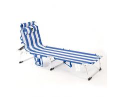 Aquarius 2012 Azul y Blanco. Tumbona reclinable de Playa Plegable y reclinable hasta 4 Posiciones. Diseño Moderno para Esta Tumbona fácil de Transportar por su práctica Bolsa-Mochila