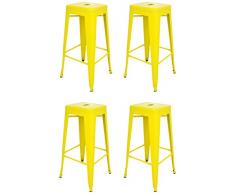 La Silla Española - Pack 4 Taburetes estilo Tolix. Color Amarillo. 76x43x43