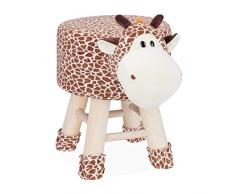 Relaxdays Jirafa Taburete Infantil Animal Forma Funda Extraíble, Madera, 34,5 X 28 cm