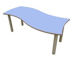 Mobeduc Mesa Infantil Rectangular Onda (Talla 2), Haya, Haya y Azul Lavanda, 120 x 60 cm