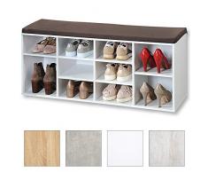 Kesper Schuhschrank mit Sitzkissen, weiß Zapatero, Tablero de aglomerado Revestido, Blanco, 1591013