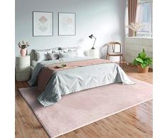MIA´s Teppiche Olivia - Alfombra para salón, Color Rosa, 240 x 340 cm, Moderna, Suave, Monocolor, mullida, Pelo Corto (19 mm), Antideslizante, Lavable hasta 30 Grados, 100% poliéster