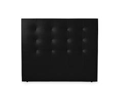 DUÉRMETE ONLINE 170 x 120 cm (Cama de 160) Cabecero París Acolchado, Tapizado en Polipiel de Alta Gama, Medidas, Madera, Negro