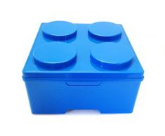 Outlook Design Brick 4 Recipiente Multiusos apilable, Organizador Cabina Armario para Guardar Juguetes, Almacenamiento de plástico, tamaño 35 x 35 x 18 h cm, Azul
