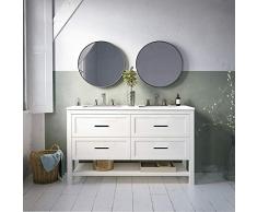 Randalsa Olive Freestying Baño Vanidad Gabinete con Cerámica Fregadero, 120 cm Anchura x 88.5 cm Altura x 45 cm Profundidad, Matte Blanco