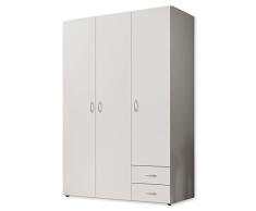 BASE Armario intemporal en blanco - Armario versátil de puertas batientes con mucho espacio de almacenamiento - 120 x 177 x 52 cm
