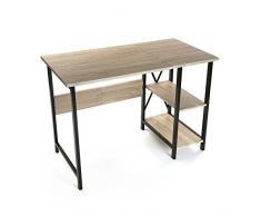 Versa 20880021 Mesa de Escritorio Plegable para Ordenador Despacho con Estantería, Madera y Metal, Marrón y Negro, 75 x 55 x 108,5 cm