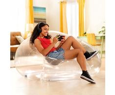 Intex 66500 Beanless Sillón Hinchable, Transparente, Muebles Hinchables, Medidas 137x127x74 cm, Cómodo Capacidad para 1 Persona, Peso Máx. 100 kg, Fácil de Hinchar, Portátil, Puff Hinchable