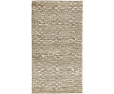 HAMID - Alfombra de Yute Giralda 100% Fibra de Yute Natural, Alfombra Suave y de Alta Resistencia, Tejida a Mano, Alfombra de Salón, Comedor, Dormitorio, Pasillo, Blanco (110x60cm)