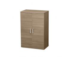 Iris Ohyama, Zapatero/Zapatero con estante / Zapatero de madera / Zapatero con 2 puertas y baldas, Diseño,Modular, entrada, dormitorio - Shoe cabinet - SR-6035 - Marrón ceniza