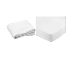 Cándido Penalba Super Protector de colchón, Rizo Impermeable, 90 x 190/200 cm, Blanco + Amazon Basics Sábana Bajera Ajustable (polialgodón 200 Hilos) Blanco - 90 x 200 x 30 cm