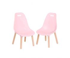 spaces by Battat - Kid Century Modern: Juego moderno de dos sillas infantiles - Muebles infantiles para niños y jóvenes - Rosa y madera natural - fácil de armar - 3 años y más