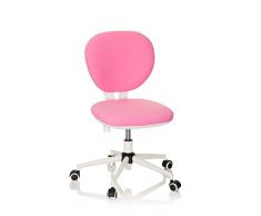 hjh OFFICE 670968 Silla de Escritorio para Niños Kid Vivo Tela Rosa, Silla giratoria para Juvenil, Respaldo con Ajuste de Altura