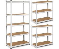 Humberg 4847 - Estantería para Cargas Pesadas con 5 estantes de MDF 180 x 90 x 40 cm, Color Blanco, 40 x 90 x 180 cm