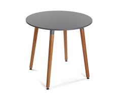 Versa Mayra Mesa de Comedor para Cocina, Terraza, Jardín o Comedor, Medidas (Al x L x An) 75 x 80 x 80 cm, Madera, PVC y Metal, Color Gris y marrón