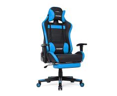 IntimaTe WM Heart Silla de Juegos, Silla ergonómica de Carreras con reposapiés, inclinación Ajustable 135 ° reclinable, con Soporte Lumbar y reposacabezas (Azul)