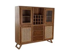 DT MB-177689 Vitrina Acacia y Cristal Botellero Marrón, 160 x 41 x 153 cm