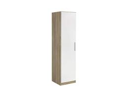 Rauch Möbel Minosa Armario Zapatero con 6 estantes para Zapatos, 1 Puerta, Madera de ingeniería, Blanco/Roble Sonoma, Breite 47 cm