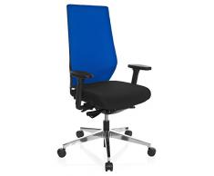 hjh OFFICE 608842 silla de oficina PRO-TEC 700 tela negro/azul respaldo alto apoyabrazos 4D soporte lumbar ajustable silla giratoria
