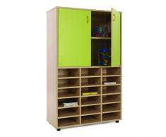 Mobeduc Armario y estantería de Almacenamiento con 18 Compartimentos, Madera, Apple Verde, 90 x 147 x 40 cm