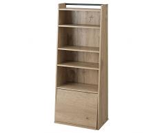 Iris Ohyama, estante, mobiliario, biblioteca de almacenamiento, con 1 puerta plegable, multi- uso, sólido, contemporáneo, habitación, salón, Bureau - estante de libros - IWMG - 5 - Marron centr é