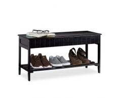 Relaxdays 45 x 90 x 33 Banco Zapatero con Compartimento de Almacenaje, Estilo Baúl, Estante para 4 Pares, Marrón Oscuro, 45 x 90 x 33 cm