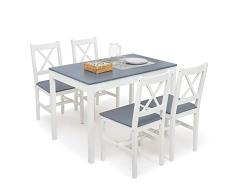 Meerveil Mesa de Comedor y sillas, Azul, 108 x 65 x 73 cm