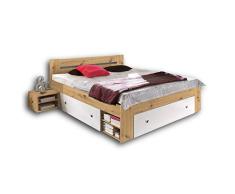 Stella Trading Stefan Cama Doble Moderna 180 x 200 cm con 2 mesitas de Noche-Juego de Dormitorio Completo en Roble Artesanal, Blanco, Engineered Wood