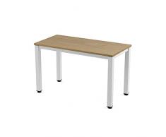 Rocada | Escritorio para Ordenador | Mesa de Estudio para Oficina en casa | Estructura de Acero | Mesa de despacho en Madera de Roble y Estructura Color Blanco | 120x60 cm | Montaje Sencillo