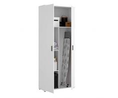 DEKIT GRUPO RIMOBEL Armario Multiusos 2 Puertas escobero, Madera de ingeniería, Blanco, 78x190x35cm