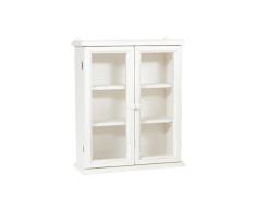 Biscottini Cocina de Madera 56 x 48 x 18 cm | Vitrina Shabby Chic estantes 2 Puertas | Mueble de baño suspendido, Color Blanco, 56x48x18cm