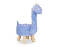 Relaxdays Taburete Infantil Dinosaurio, Silla Niños, Funda Extraíble, DM-Poliéster-Gomaespuma, 57 x 28 x 57 cm, Azul