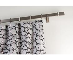 InCasa Barra Rectangular para Cortina, 260 cm de Longitud, Perfil de 31x12 mm, en Acero satén – Completo