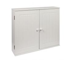 woodluv MDF, Doble Armario de Pared Armario, Unidad de Almacenamiento Color Blanco, 50 x 60 x 15 cm, Madera.